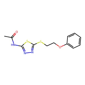 N-[5-(2-phenoxyethylsulfanyl)-1,3,4-thiadiazol-2-yl]acetamide structure