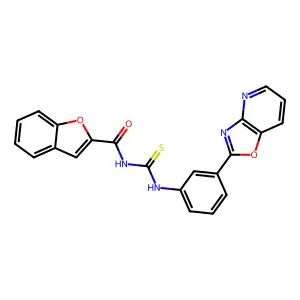 3-(1-BENZOFURAN-2-CARBONYL)-1-(3-{[1,3]OXAZOLO[4,5-B]PYRIDIN-2-YL}PHENYL)THIOUREA structure
