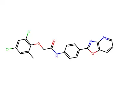 2-(2,4-dichloro-6-methylphenoxy)-N-[4-([1,3]oxazolo[4,5-b]pyridin-2-yl)phenyl]acetamide structure