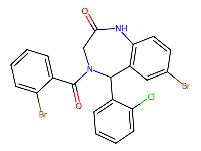 7-bromo-4-(2-bromobenzoyl)-5-(2-chlorophenyl)-3,5-dihydro-1H-1,4-benzodiazepin-2-one structure