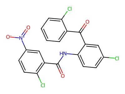 2-chloro-N-[4-chloro-2-(2-chlorobenzoyl)phenyl]-5-nitrobenzamide structure