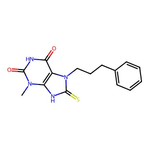 8-mercapto-3-methyl-7-(3-phenylpropyl)-1H-purine-2,6(3H,7H)-dione structure