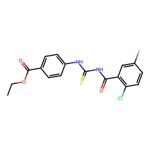Ethyl 4-({[(2-chloro-5-iodophenyl)carbonyl]carbamothioyl}amino)benzoate structure