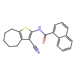 N-(3-cyano-5,6,7,8-tetrahydro-4H-cyclohepta[b]thiophen-2-yl)naphthalene-1-carboxamide structure