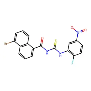 5-bromo-N-[(2-fluoro-5-nitrophenyl)carbamothioyl]naphthalene-1-carboxamide structure