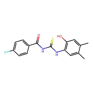 4-fluoro-N-[(2-hydroxy-4,5-dimethylphenyl)carbamothioyl]benzamide structure