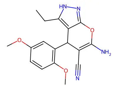 6-Amino-4-(2,5-dimethoxy-PH)3-ET-1,4-dihydropyrano(2,3-C)pyrazole-5-carbonitrile structure