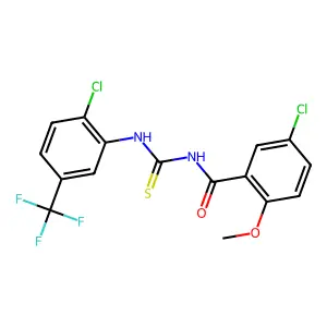 5-chloro-N-[[2-chloro-5-(trifluoromethyl)phenyl]carbamothioyl]-2-methoxybenzamide structure