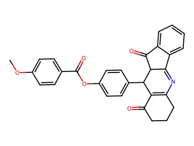 4-(9,11-dioxo-7,8,9,10,10a,11-hexahydro-6H-indeno[1,2-b]quinolin-10-yl)phenyl 4-methoxybenzoate structure