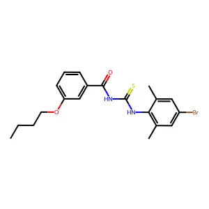 N-[(4-bromo-2,6-dimethylphenyl)carbamothioyl]-3-butoxybenzamide structure