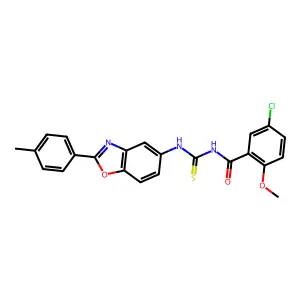 5-chloro-2-methoxy-N-[[2-(4-methylphenyl)-1,3-benzoxazol-5-yl]carbamothioyl]benzamide structure