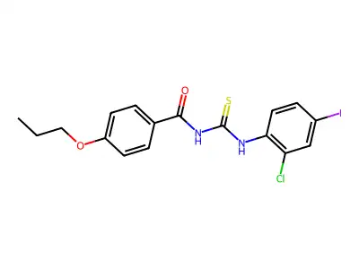 N-[(2-chloro-4-iodophenyl)carbamothioyl]-4-propoxybenzamide structure