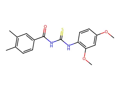 N-[(2,4-dimethoxyphenyl)carbamothioyl]-3,4-dimethylbenzamide structure