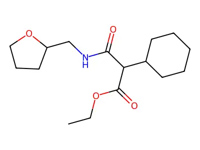 2-Cyclohexyl-N-(tetrahydro-furan-2-ylmethyl)-malonamic acid ethyl ester structure