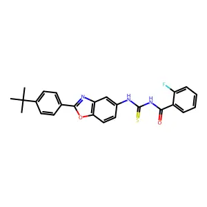 N-[[2-(4-tert-butylphenyl)-1,3-benzoxazol-5-yl]carbamothioyl]-2-fluorobenzamide structure