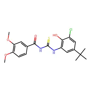 N-[(5-tert-butyl-3-chloro-2-hydroxyphenyl)carbamothioyl]-3,4-dimethoxybenzamide structure