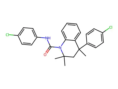 N,4-bis(4-chlorophenyl)-2,2,4-trimethyl-3,4-dihydroquinoline-1(2H)-carboxamide structure