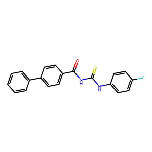 N-[(4-fluorophenyl)carbamothioyl]biphenyl-4-carboxamide structure