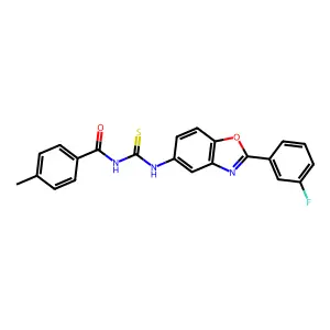 N-[[2-(3-fluorophenyl)-1,3-benzoxazol-5-yl]carbamothioyl]-4-methylbenzamide structure