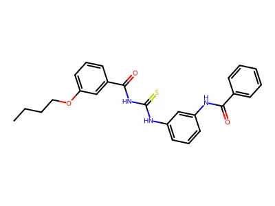 N-[(3-benzamidophenyl)carbamothioyl]-3-butoxybenzamide structure
