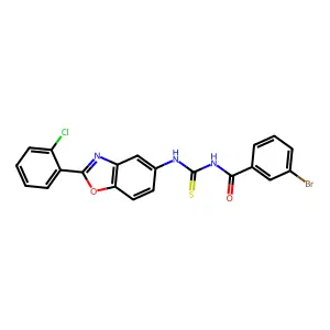 3-bromo-N-[[2-(2-chlorophenyl)-1,3-benzoxazol-5-yl]carbamothioyl]benzamide structure