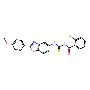2-chloro-N-[[2-(4-methoxyphenyl)-1,3-benzoxazol-5-yl]carbamothioyl]benzamide structure