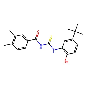 N-[(5-tert-butyl-2-hydroxyphenyl)carbamothioyl]-3,4-dimethylbenzamide structure