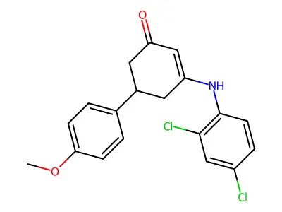 3-[(2,4-Dichlorophenyl)amino]-5-(4-methoxyphenyl)cyclohex-2-en-1-one structure