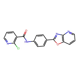 2-chloro-N-(4-[1,3]oxazolo[4,5-b]pyridin-2-ylphenyl)nicotinamide structure