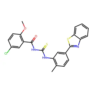 N-[[5-(1,3-benzothiazol-2-yl)-2-methylphenyl]carbamothioyl]-5-chloro-2-methoxybenzamide structure
