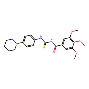 3,4,5-trimethoxy-N-{[4-(piperidin-1-yl)phenyl]carbamothioyl}benzamide structure