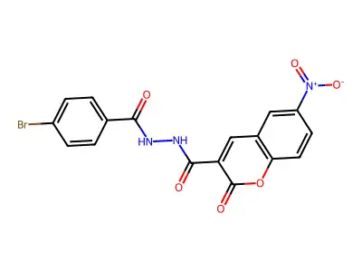 4-bromo-N'-(6-nitro-2-oxo-2H-chromene-3-carbonyl)benzohydrazide structure