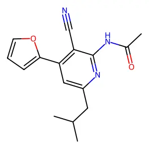 N-[3-cyano-4-(furan-2-yl)-6-(2-methylpropyl)pyridin-2-yl]acetamide structure