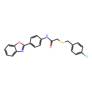 N-[4-(1,3-benzoxazol-2-yl)phenyl]-2-[(4-chlorophenyl)methylsulfanyl]acetamide structure