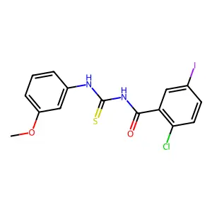 2-chloro-5-iodo-N-[(3-methoxyphenyl)carbamothioyl]benzamide structure