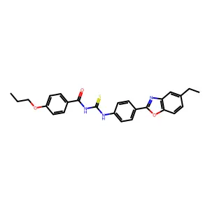 N-[[4-(5-ethyl-1,3-benzoxazol-2-yl)phenyl]carbamothioyl]-4-propoxybenzamide structure