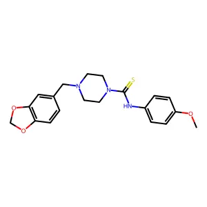 4-(1,3-benzodioxol-5-ylmethyl)-N-(4-methoxyphenyl)piperazine-1-carbothioamide structure