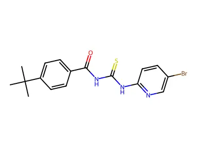 N-[(5-bromopyridin-2-yl)carbamothioyl]-4-tert-butylbenzamide structure