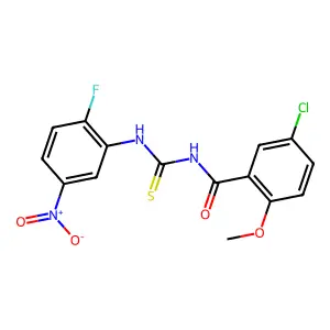 5-chloro-N-[(2-fluoro-5-nitrophenyl)carbamothioyl]-2-methoxybenzamide structure