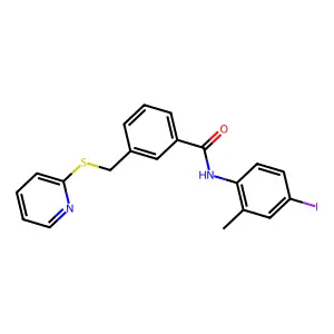 N-(4-iodo-2-methylphenyl)-3-[(pyridin-2-ylsulfanyl)methyl]benzamide structure