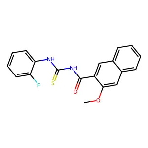 N-[(2-fluorophenyl)carbamothioyl]-3-methoxynaphthalene-2-carboxamide structure