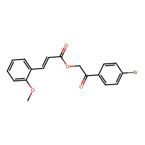 2-(4-bromophenyl)-2-oxoethyl (2E)-3-(2-methoxyphenyl)prop-2-enoate structure