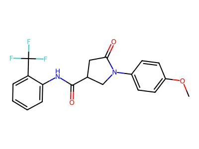1-(4-methoxyphenyl)-5-oxo-N-[2-(trifluoromethyl)phenyl]pyrrolidine-3-carboxamide structure
