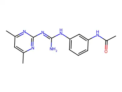 N-{3-[N'-(4,6-dimethylpyrimidin-2-yl)carbamimidamido]phenyl}acetamide structure