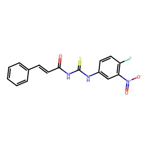 (E)-N-[(4-fluoro-3-nitrophenyl)carbamothioyl]-3-phenylprop-2-enamide structure