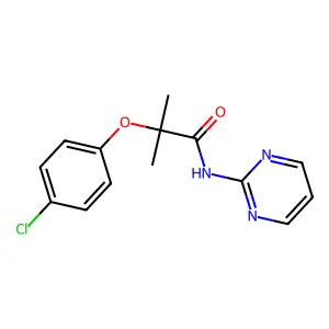 2-(4-chlorophenoxy)-2-methyl-N-(pyrimidin-2-yl)propanamide structure