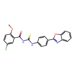N-[[4-(1,3-benzoxazol-2-yl)phenyl]carbamothioyl]-5-chloro-2-methoxybenzamide structure