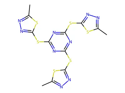 2,4,6-Tris[(5-methyl-1,3,4-thiadiazol-2-yl)sulfanyl]-1,3,5-triazine structure