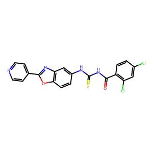 2,4-dichloro-N-[(2-pyridin-4-yl-1,3-benzoxazol-5-yl)carbamothioyl]benzamide structure