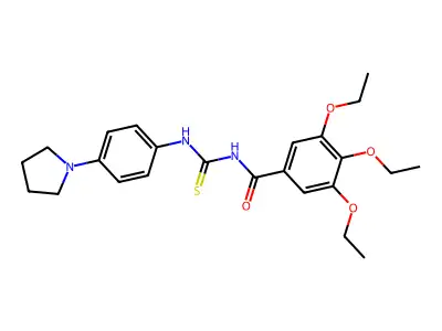 3,4,5-triethoxy-N-[(4-pyrrolidin-1-ylphenyl)carbamothioyl]benzamide structure